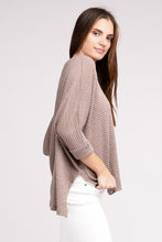 Load image into Gallery viewer, 3/4 Sleeve V-Neck Hi-Low Hem Jacquard Sweater
