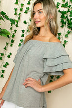 Load image into Gallery viewer, PLUS OFF SHOULDER TIERED RUFFLE TOP
