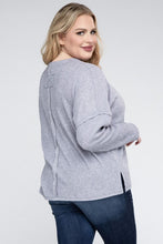 Load image into Gallery viewer, Plus Ribbed Brushed Melange Hacci Sweater
