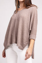 Load image into Gallery viewer, 3/4 Sleeve V-Neck Hi-Low Hem Jacquard Sweater
