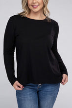 Load image into Gallery viewer, Plus Cotton Crew Neck Long Sleeve T-Shirt
