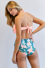 Load image into Gallery viewer, Solid Ruffle Top and Printed Bottom Swimsuit
