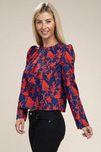 Load image into Gallery viewer, Floral Print  Puff Sleeve Blouse
