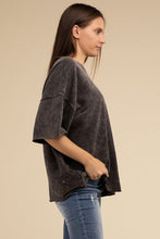 Load image into Gallery viewer, French Terry Washed Drop Shoulder Short Sleeve Top
