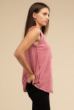 Load image into Gallery viewer, Washed Half-Button Raw Edge Sleeveless Henley Top
