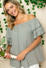 Load image into Gallery viewer, PLUS OFF SHOULDER TIERED RUFFLE TOP
