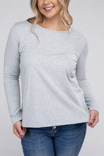 Load image into Gallery viewer, Plus Cotton Crew Neck Long Sleeve T-Shirt
