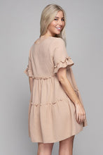 Load image into Gallery viewer, V neck Solid Ruffle Hem Dress
