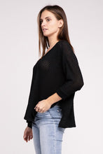 Load image into Gallery viewer, 3/4 Sleeve V-Neck Hi-Low Hem Jacquard Sweater
