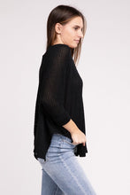 Load image into Gallery viewer, 3/4 Sleeve V-Neck Hi-Low Hem Jacquard Sweater
