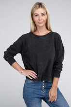 Load image into Gallery viewer, French Terry Acid Wash Boat Neck Pullover
