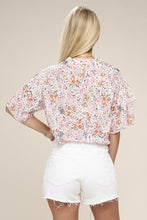 Load image into Gallery viewer, Floral chiffon flouse with lace trim
