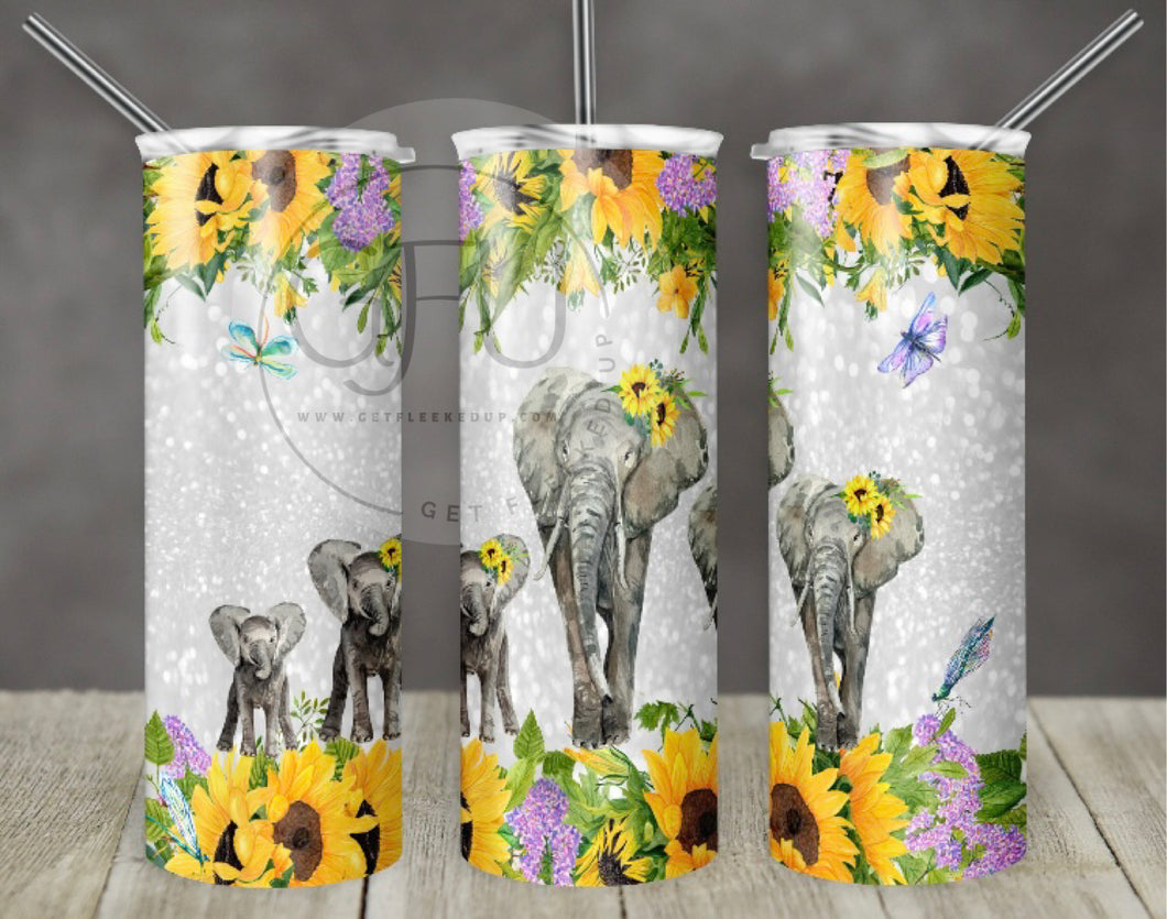 Elephant with Sunflowers Tumbler