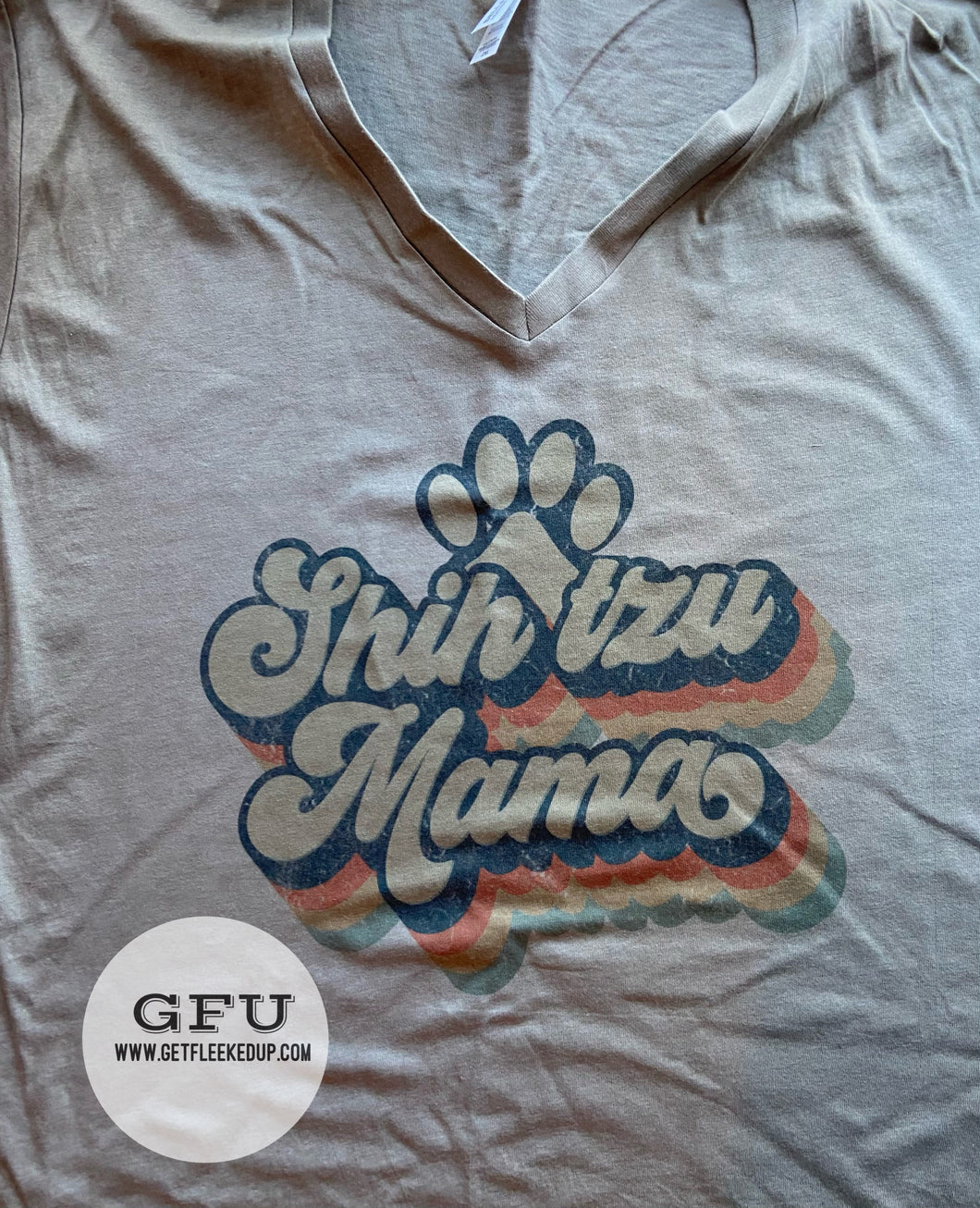 Shih tzu Mama Retro No acid wash V-neck